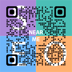 Near Me SEO Company logo with QR code for quick consultation in Cedar Rapids.