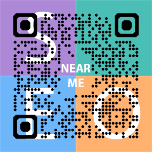 Near Me SEO Company logo with QR code for quick consultation in Pompano Beach.