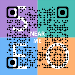Near Me SEO Company logo with QR code for quick consultation in Santa Ana.