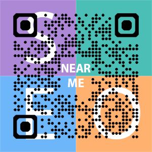 Near Me SEO Company logo with QR code for quick consultation in Sioux City.